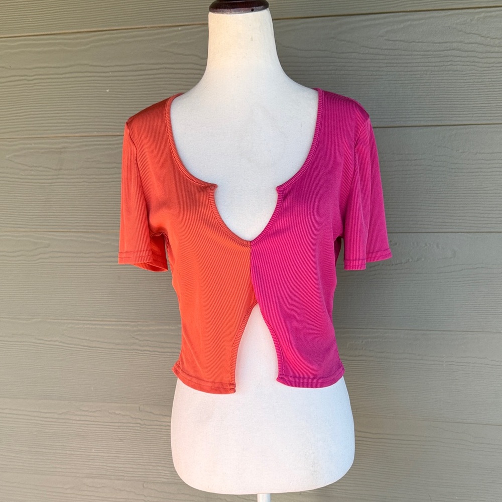 Public Desire Curve Notch Front Colorblock Top